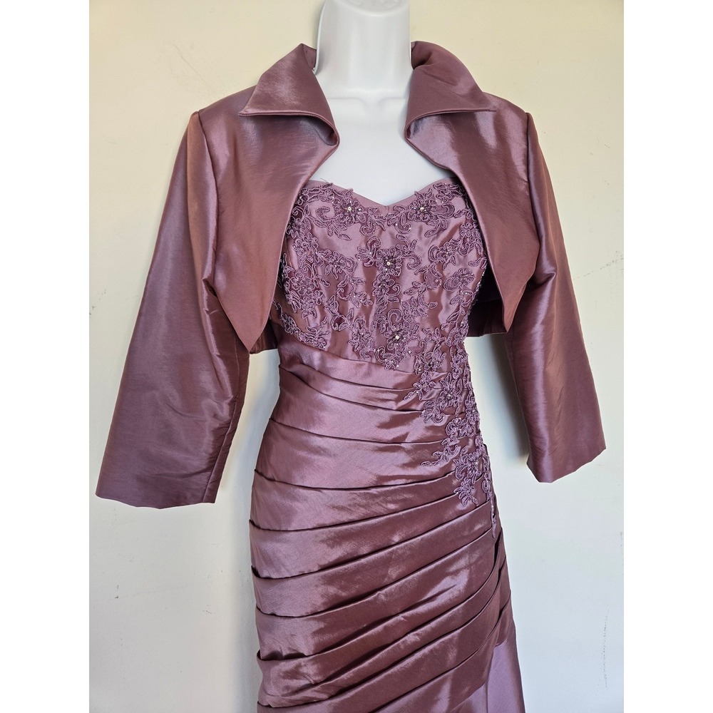 Jade Lavender Beaded Mermaid Gown & Bolero Set Size 8 Formal Mother of the Bride - Picture 3 of 14